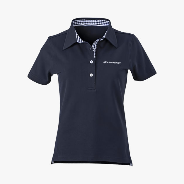 Polo vichy femme marine/blanc